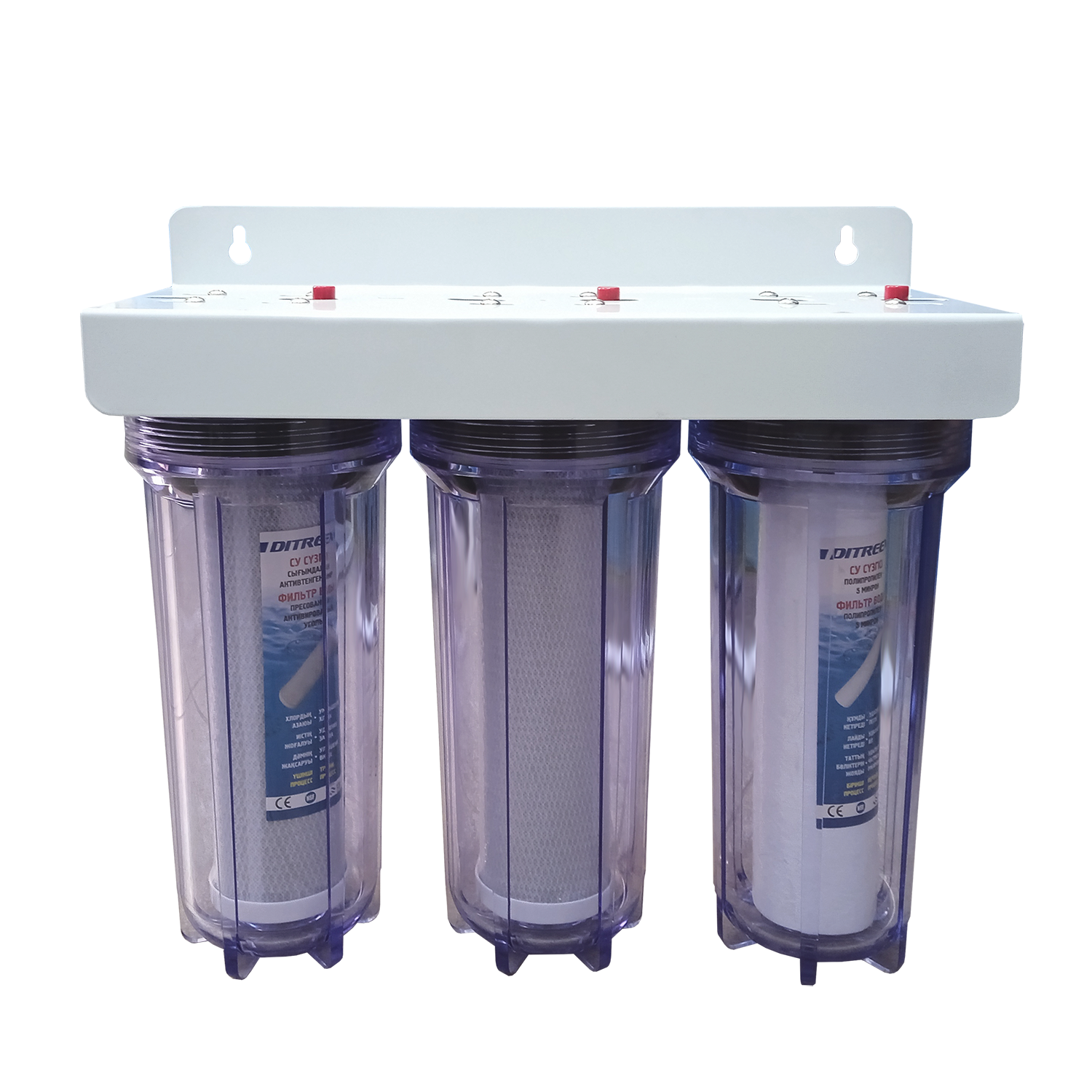 картинка Тройной магистральный фильтр BR10B43-F3 (PP10" + GAC10" + CTO10" Slim Line, ключ, метал. резьба 1/2")