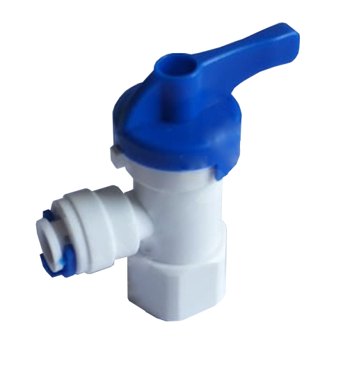 картинка Кран для пластиковой и металлической емкости угловой QT-01A 1/4"трубка(f) х 1/4"резьба(f) комплект 5 шт. 