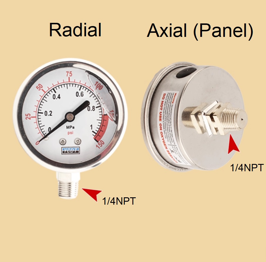 картинка Манометр с маслом  PSM-2 (P-tyr) 52mm x 1/4"  20bar